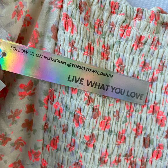 Tinseltown Floral Corset Tiered Mini Dress Junior S Orange Milkmaid Bustier NWT - Picture 7 of 13